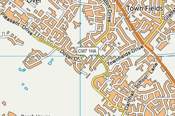 CW7 1HA map - OS VectorMap District (Ordnance Survey)