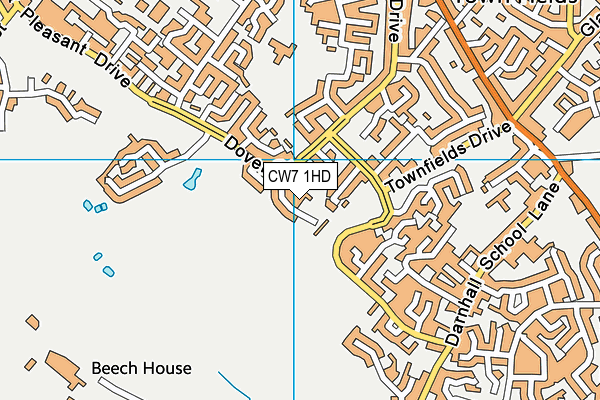 CW7 1HD map - OS VectorMap District (Ordnance Survey)