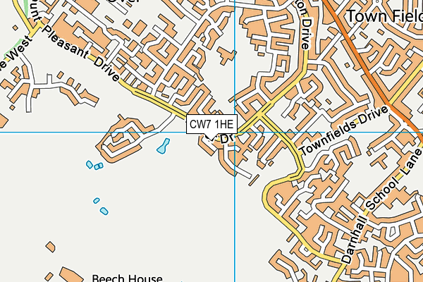 CW7 1HE map - OS VectorMap District (Ordnance Survey)