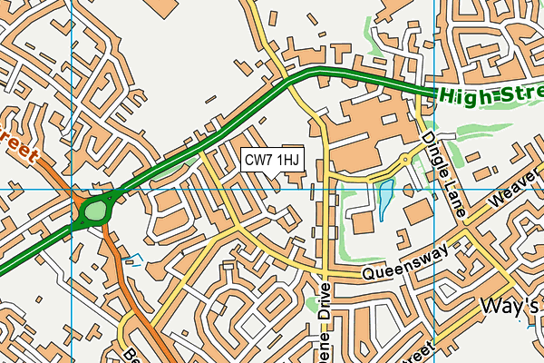CW7 1HJ map - OS VectorMap District (Ordnance Survey)