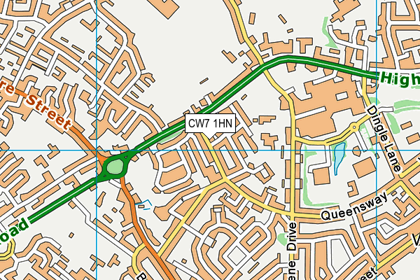 CW7 1HN map - OS VectorMap District (Ordnance Survey)