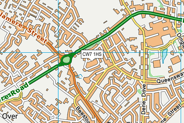 CW7 1HS map - OS VectorMap District (Ordnance Survey)