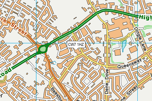CW7 1HZ map - OS VectorMap District (Ordnance Survey)