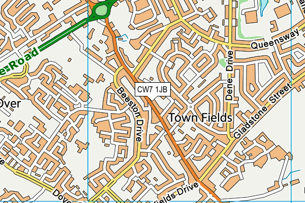 CW7 1JB map - OS VectorMap District (Ordnance Survey)