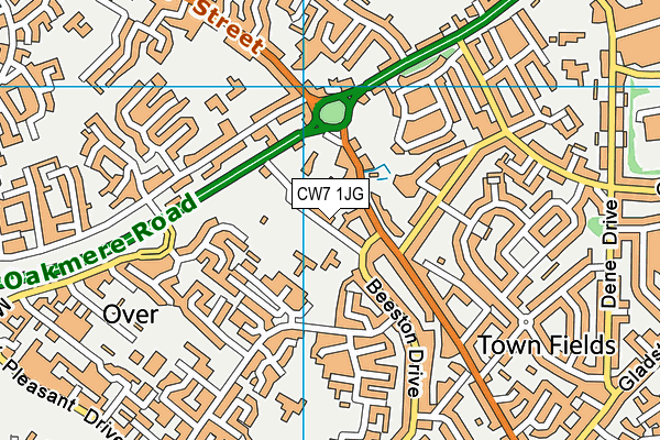 CW7 1JG map - OS VectorMap District (Ordnance Survey)