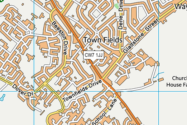 CW7 1JJ map - OS VectorMap District (Ordnance Survey)