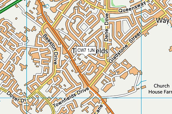 CW7 1JN map - OS VectorMap District (Ordnance Survey)
