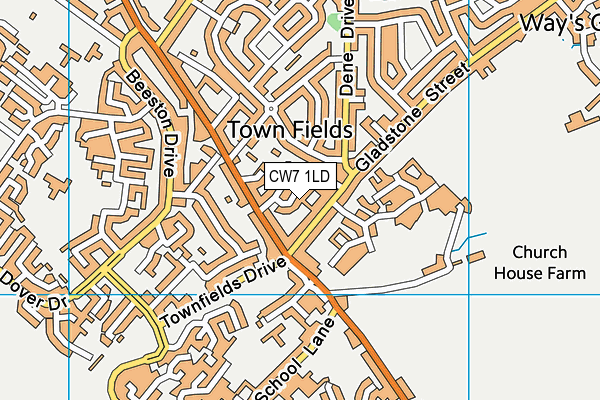 CW7 1LD map - OS VectorMap District (Ordnance Survey)