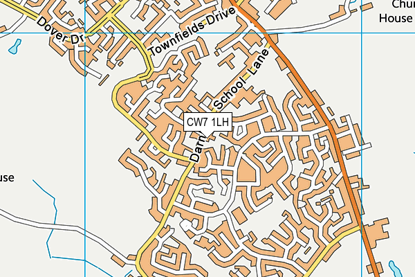 CW7 1LH map - OS VectorMap District (Ordnance Survey)