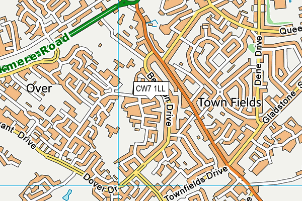 CW7 1LL map - OS VectorMap District (Ordnance Survey)