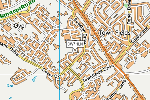 CW7 1LN map - OS VectorMap District (Ordnance Survey)