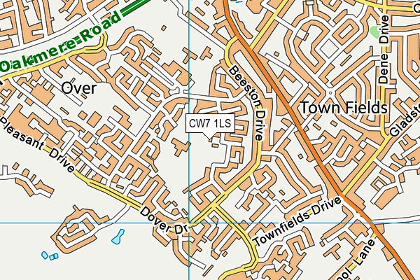 CW7 1LS map - OS VectorMap District (Ordnance Survey)