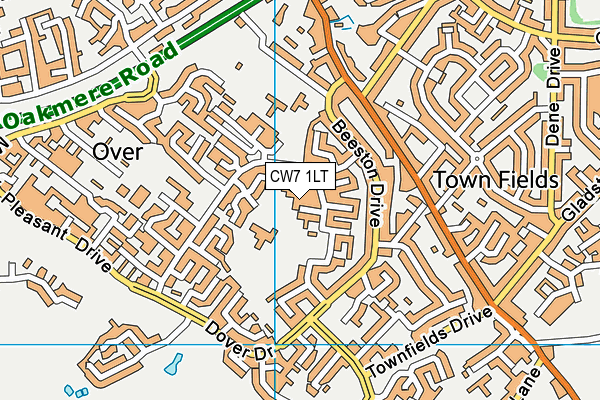 CW7 1LT map - OS VectorMap District (Ordnance Survey)