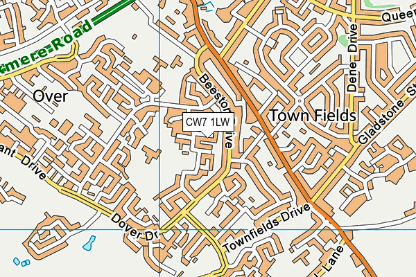 CW7 1LW map - OS VectorMap District (Ordnance Survey)