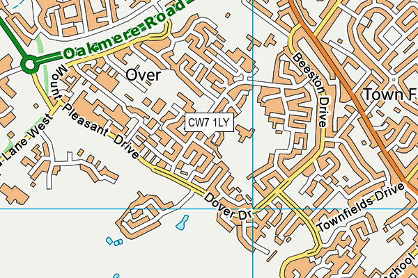 CW7 1LY map - OS VectorMap District (Ordnance Survey)