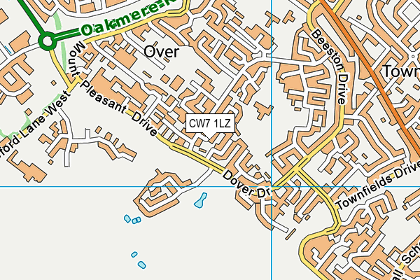 CW7 1LZ map - OS VectorMap District (Ordnance Survey)