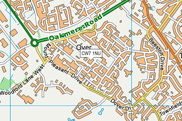 CW7 1NU map - OS VectorMap District (Ordnance Survey)