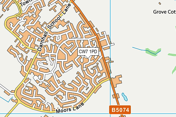 CW7 1PD map - OS VectorMap District (Ordnance Survey)