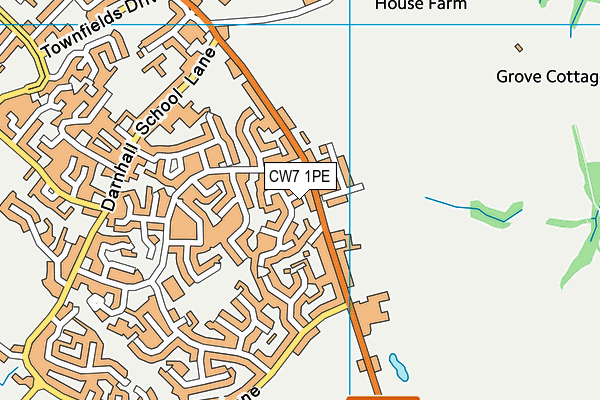 CW7 1PE map - OS VectorMap District (Ordnance Survey)