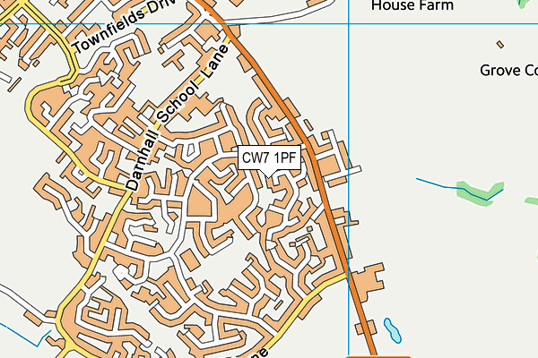 CW7 1PF map - OS VectorMap District (Ordnance Survey)