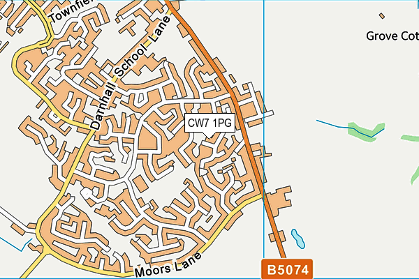 CW7 1PG map - OS VectorMap District (Ordnance Survey)