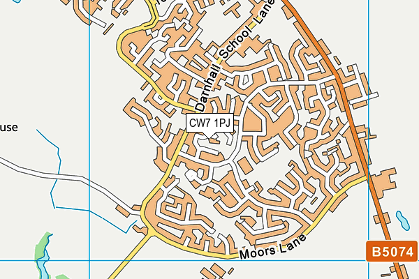 CW7 1PJ map - OS VectorMap District (Ordnance Survey)