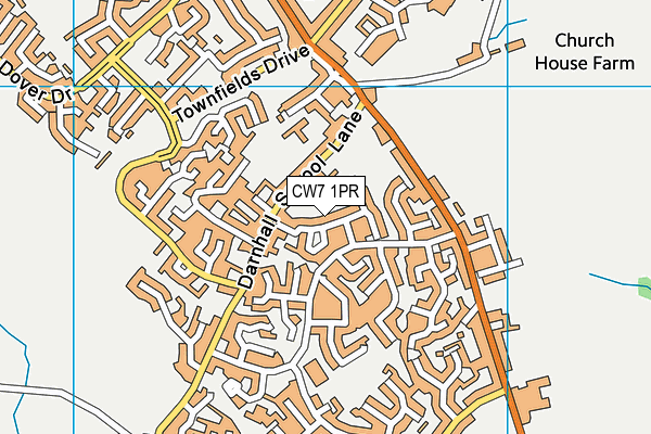 CW7 1PR map - OS VectorMap District (Ordnance Survey)