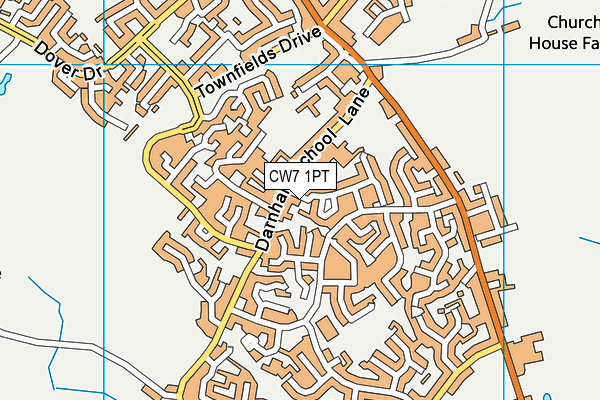 CW7 1PT map - OS VectorMap District (Ordnance Survey)