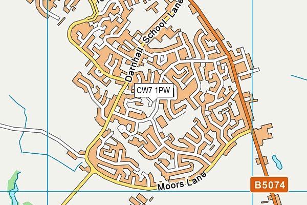 CW7 1PW map - OS VectorMap District (Ordnance Survey)
