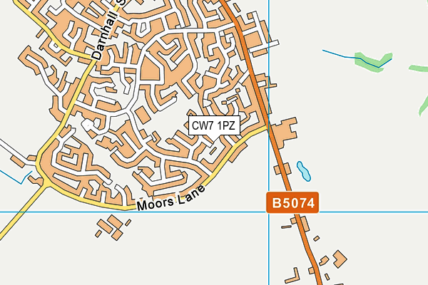 CW7 1PZ map - OS VectorMap District (Ordnance Survey)