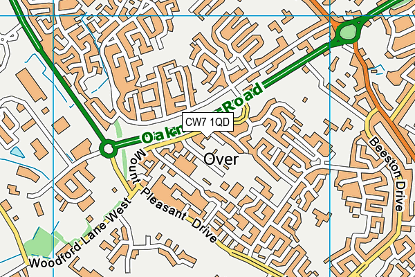 CW7 1QD map - OS VectorMap District (Ordnance Survey)