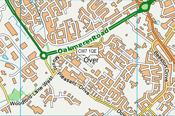 CW7 1QE map - OS VectorMap District (Ordnance Survey)