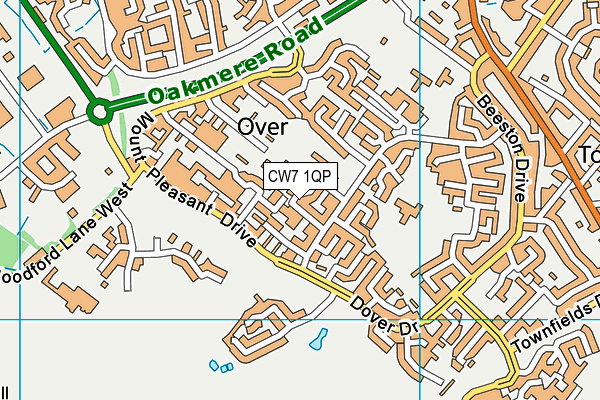 CW7 1QP map - OS VectorMap District (Ordnance Survey)