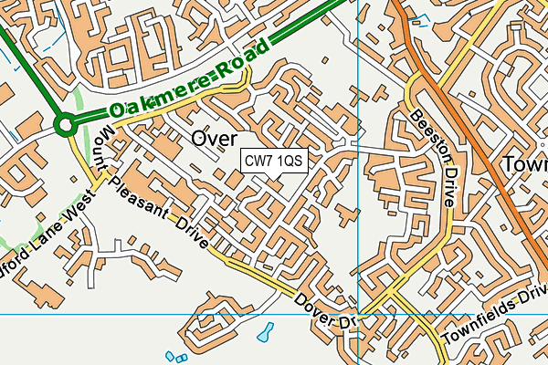 CW7 1QS map - OS VectorMap District (Ordnance Survey)