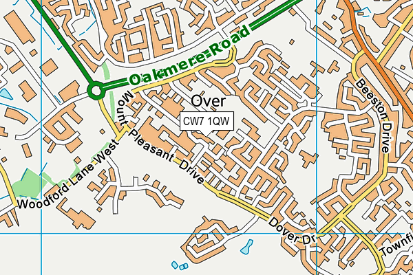 CW7 1QW map - OS VectorMap District (Ordnance Survey)