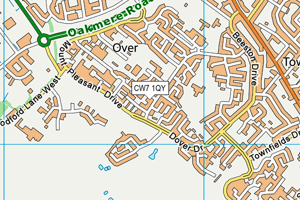 CW7 1QY map - OS VectorMap District (Ordnance Survey)