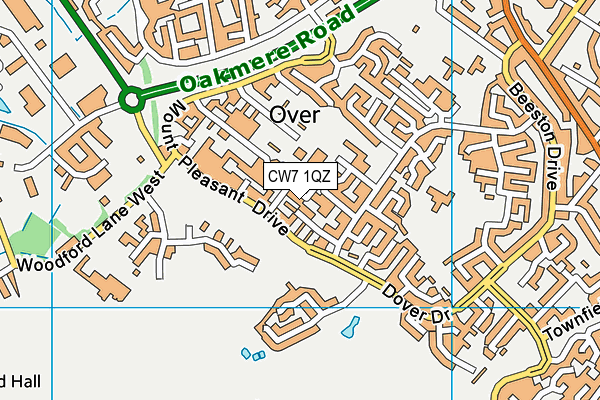 CW7 1QZ map - OS VectorMap District (Ordnance Survey)