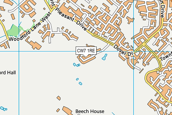 CW7 1RE map - OS VectorMap District (Ordnance Survey)