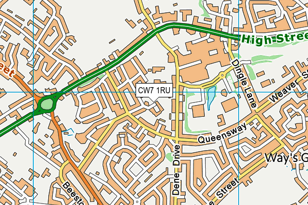 CW7 1RU map - OS VectorMap District (Ordnance Survey)