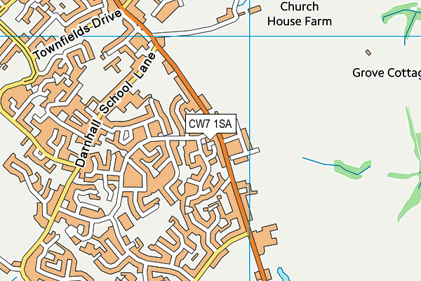 CW7 1SA map - OS VectorMap District (Ordnance Survey)