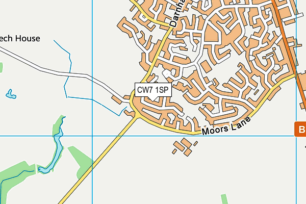 CW7 1SP map - OS VectorMap District (Ordnance Survey)