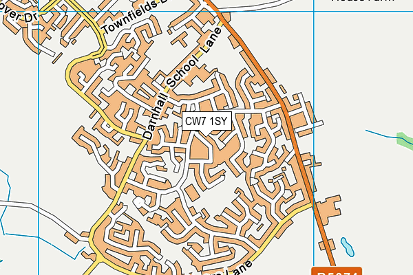 CW7 1SY map - OS VectorMap District (Ordnance Survey)
