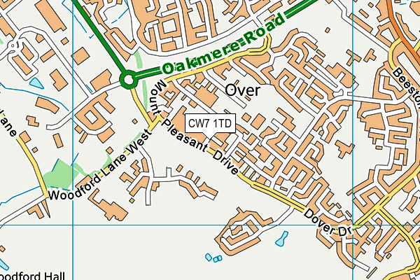 CW7 1TD map - OS VectorMap District (Ordnance Survey)