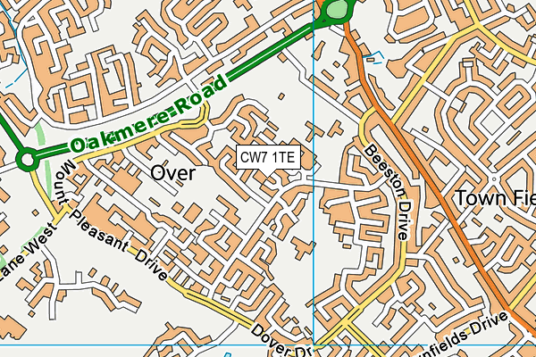 CW7 1TE map - OS VectorMap District (Ordnance Survey)