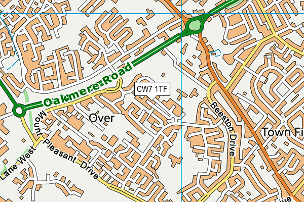 CW7 1TF map - OS VectorMap District (Ordnance Survey)