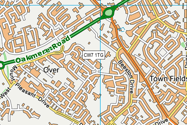 CW7 1TG map - OS VectorMap District (Ordnance Survey)