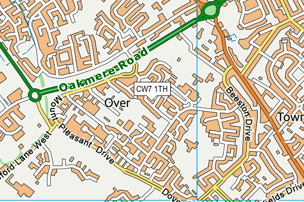 CW7 1TH map - OS VectorMap District (Ordnance Survey)