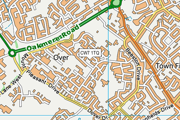 CW7 1TQ map - OS VectorMap District (Ordnance Survey)