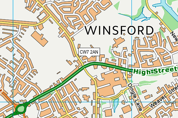 CW7 2AN map - OS VectorMap District (Ordnance Survey)