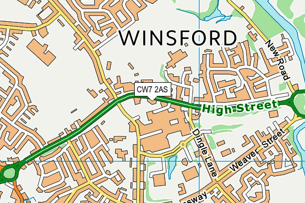 CW7 2AS map - OS VectorMap District (Ordnance Survey)